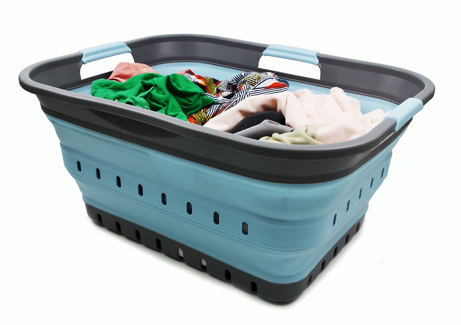 SAMMART Collapsible Plastic Laundry Basket - Foldable Pop Up Storage Container/Organizer - Portable Washing Tub - Space Saving Hamper/Basket