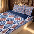 thumbnail image 3 of Erosebridal Vintage Damask Floral Zipper Queen Comforter Set with Fitted Sheet and 2 Pillowcases for Women Men, Blue Red Abstract Mosaic Zipper Bedding Set, Navy Reversible, 4-Piece, 3 of 7