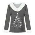 thumbnail image 4 of Arlun Christmas Sweaters for Women Trim V Neck Sweatshirts Fashion Christmas Tree Graphic Printed Tops Long Sleeve Loose Soft Comfort Xmas Holiday Pullovers Dark Gray S, 4 of 4