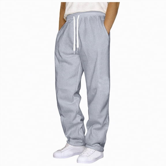 Ccpelsie Men's Spring Cotton Sweatpants with Pockets Open Bottom Yoga Pants for Men Lounge Pants for Athletic Workout Casual(Light Gray,XL)
