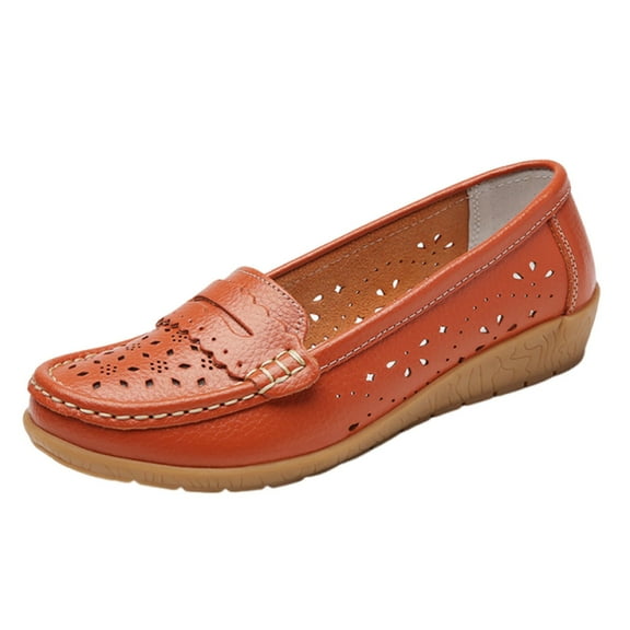 KEGIRLOM Women's Fashion Casual Summer Style Slip-On Lightweight Non-Slip Shoes Casual Toe Shoes Orange 6