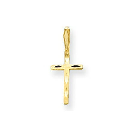 14k Yellow Gold Satin & Diamond-Cut Cross Pendant