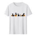thumbnail image 2 of Gamivast Men's Cute Spooky Cat Pumpkin T-Shirt Halloween Graphic Print Short Sleeve Crewneck Tee Casual Fall Festival Top Novelty Holiday Shirt Flattering Fit Wear White M, 2 of 5