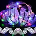 thumbnail image 4 of Morttic Ribbon Fairy Lights ,6.5FT 20 LEDs Ribbon Christmas Lights, Decoration Glow Ribbon Lights for Christmas Tree DIY Lace Bow Holiday Indoor Outdoor Decor (Gold Ribbon+Colorful Light), 4 of 8