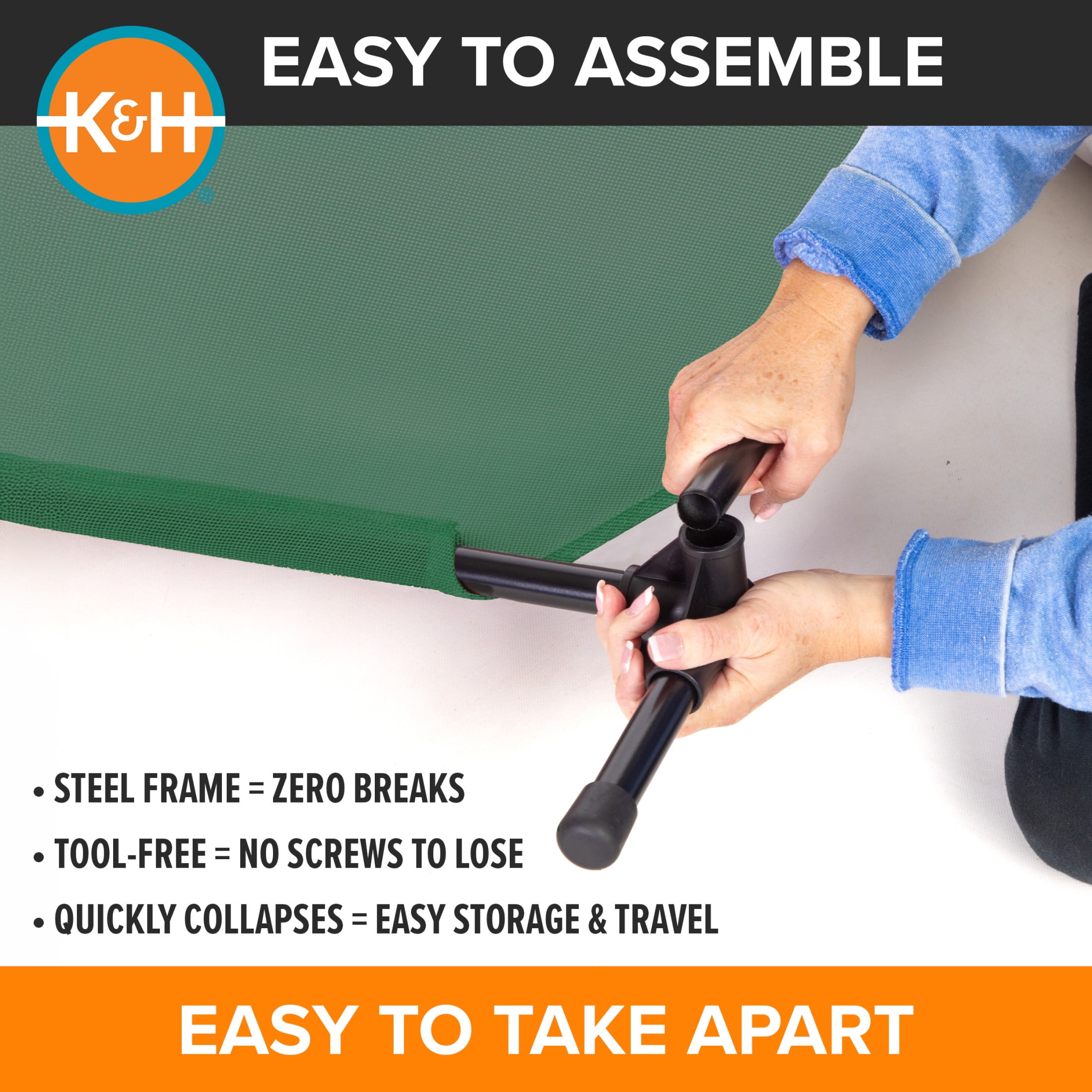 K&H Pet Products All Weather Pet Cot Green X-Large 50 X 32 X 9 Inches