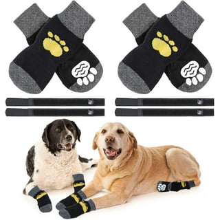 Dog Socks for Hot Pavement & Hardwood Floors, Anti-Slip Dog Paw Protector,  Dog Grip Socks Breathable Doggie Boots with Rubber Sole & Fix Straps, Pet