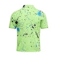 thumbnail image 4 of Dolkfu Short Sleeve Men'S Dress&nbsp;Shirts Collared Refreshing Button Green Tops Geometric Patchwork Artistic Polos Green,Xxxxxl, 4 of 5