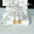 thumbnail image 5 of Yellow Sapphire Drop Earrings with Moissanite - 8X10 mm Oval Shaped Lab Grown Sapphire - AAAA Grade, 10K White Gold, 5 of 8