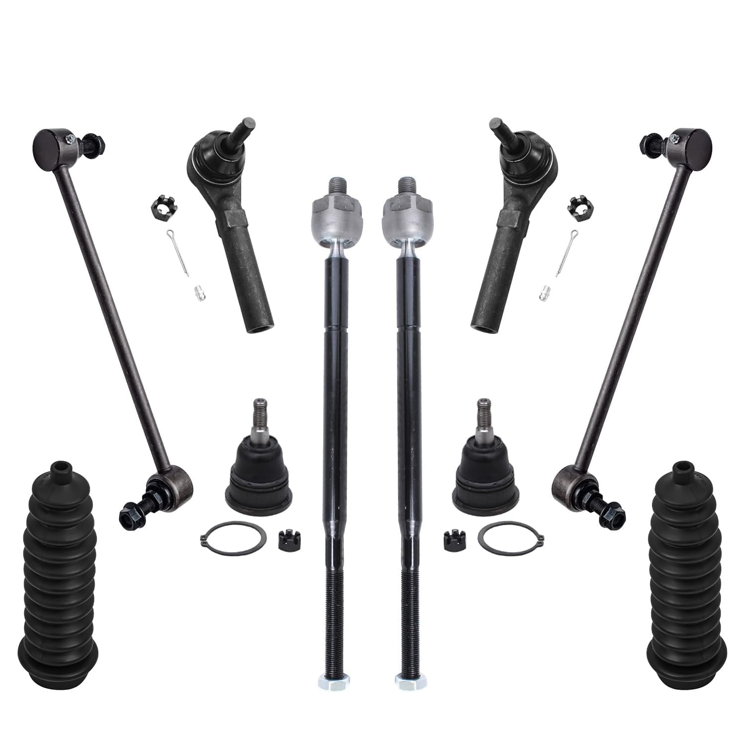 Detroit Axle - Front 12pc Suspension Kit for 2008-2010 Chrysler Town & Country Dodge Grand Caravan 2 Ready Struts 2 Lower Ball Joints 4 Tie Rods 2 Sway Bars 2 Boots