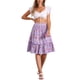 thumbnail image 2 of Faldas de mujer INSPIRE CHIC con cintura elástica, en línea A, con volantes en capas y estampado floral, falda midi morada clara L, 2 of 6