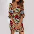 thumbnail image 2 of USSUMA Summer Dresses for Women Casual Leopard Print Shift Tshirt Midi Beach Party Sundresses Short Sleeve Plus Dresses V Neck Sun Dress Wedding Guest, 2 of 5
