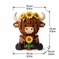 thumbnail image 2 of Highland Cow Building Block Set, 301Pcs Scottish Cattle 3D Animal Model, Sunflower Farmhouse Desktop Decor Figurine, 2 of 6
