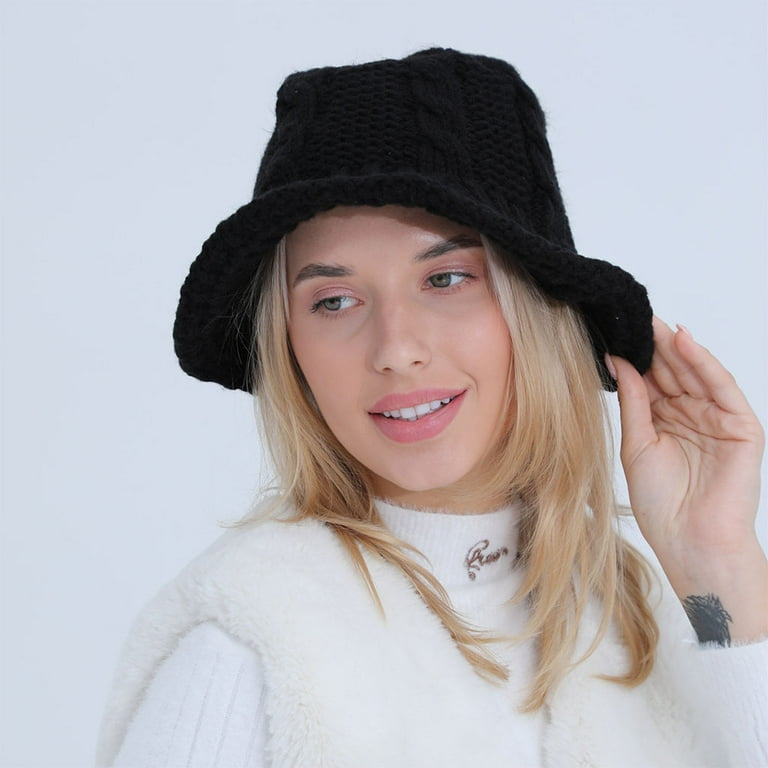 HGYCPP Women Winter Cable Knit Bucket Hat Twist Pattern