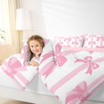 thumbnail image 4 of Homewish Cute Ribbon Bowknot 3 Pieces Queen Comforter Set for Teens Adults Female,Pink White Stripes Ultra Soft Bedding Sets,Dreamy Princess Bedding Comforter Set Breathable,Super Cozy Room Decor, 4 of 8