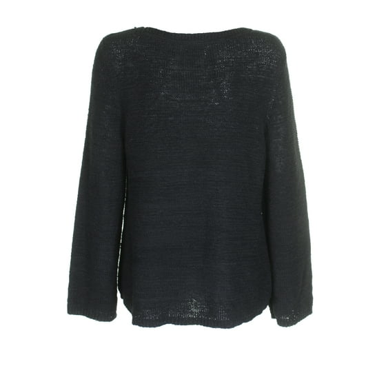 Styleco - Style & Co Deep Black Textured Boat-Neck Sweater L - Walmart.com