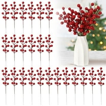 24 Pack 8 Inch Christmas Faux Berry Picks - Artificial Red Berry Stems for Christmas Tree Decor, DIY Wreaths, Garlands and Holiday Crafts