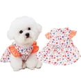 thumbnail image 4 of Cute Flower Print Pet Dress - Flutter Sleeve with Leash Ring - Anti-Shedding - Breathable Soft Dress, 4 of 8