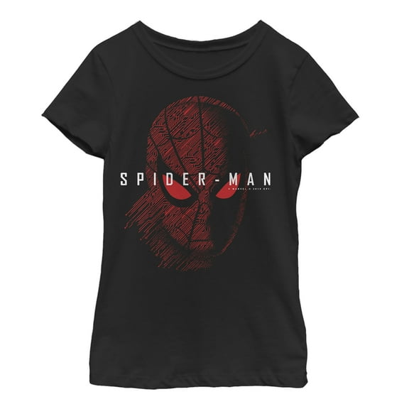 Girl's Marvel Spider-Man: Far From Home Glow Graphic Tee Black Medium