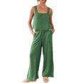 thumbnail image 1 of Lucakuins - Conjunto de pantalones de pierna ancha con banda elástica para mujer, 2 piezas, color sólido Lucakuins moda, 1 of 9