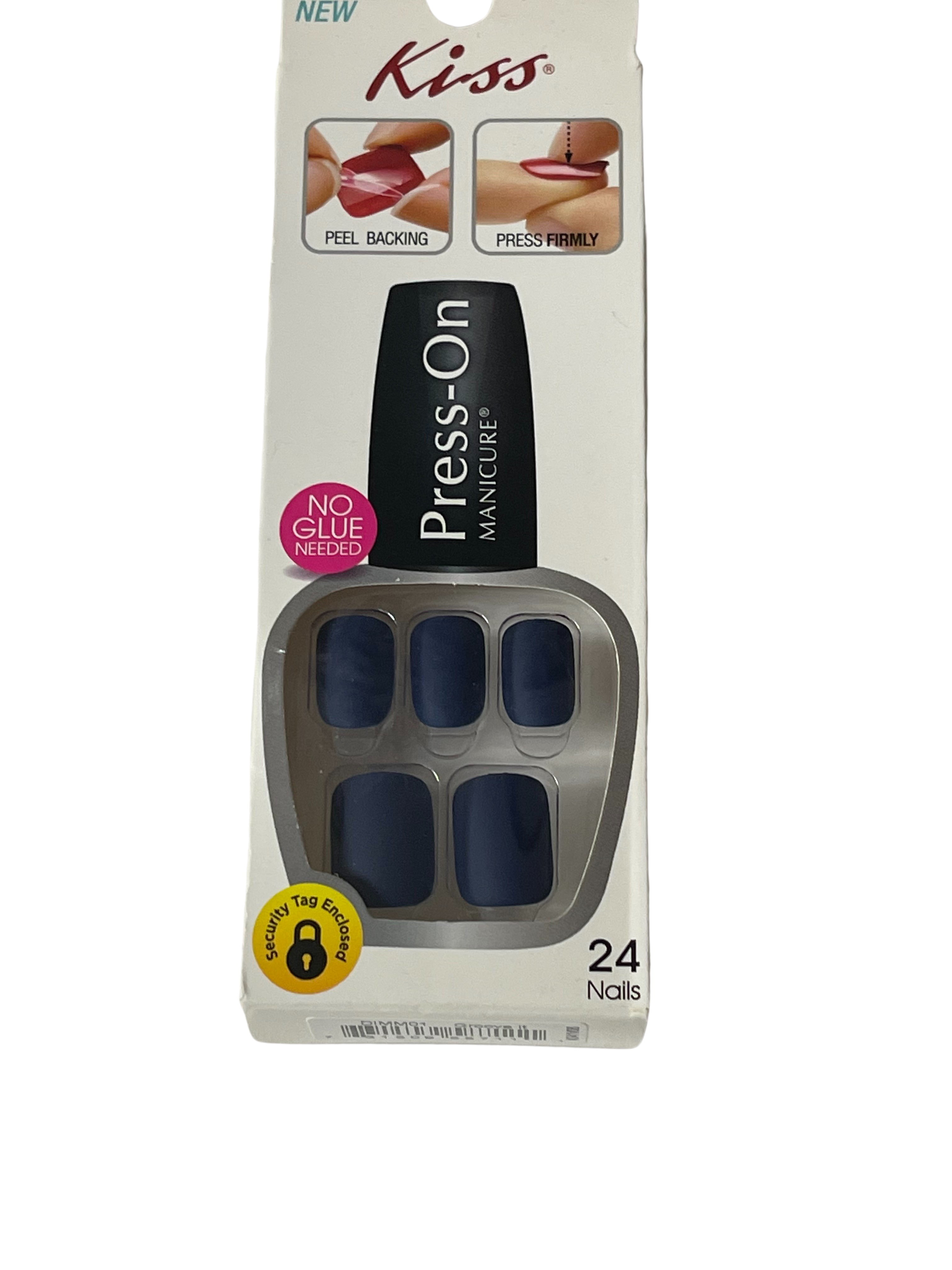 Kiss Press-on Manicure Blue Matte Short Length - Groove It DIMM01