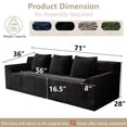 thumbnail image 2 of LUCKHAO 71" Memory Foam Loveseat Sofa, Corduroy Upholstered Cloud Couch in a Box, Small Space Boneless Sofa, No Assembly Required, Black, 2 of 8