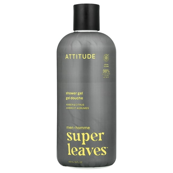 ATTITUDE Super Leaves™, Shower Gel, For Men, Amber & Citrus, 14 fl oz (415 ml)