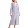 thumbnail image 5 of SHTXOZHI Womens Winter Flannel Nightgown Warm Long Sleeve Print Sleepwear Trendy Fleece Crew Neck Homewear Sleepshirt, 5 of 9