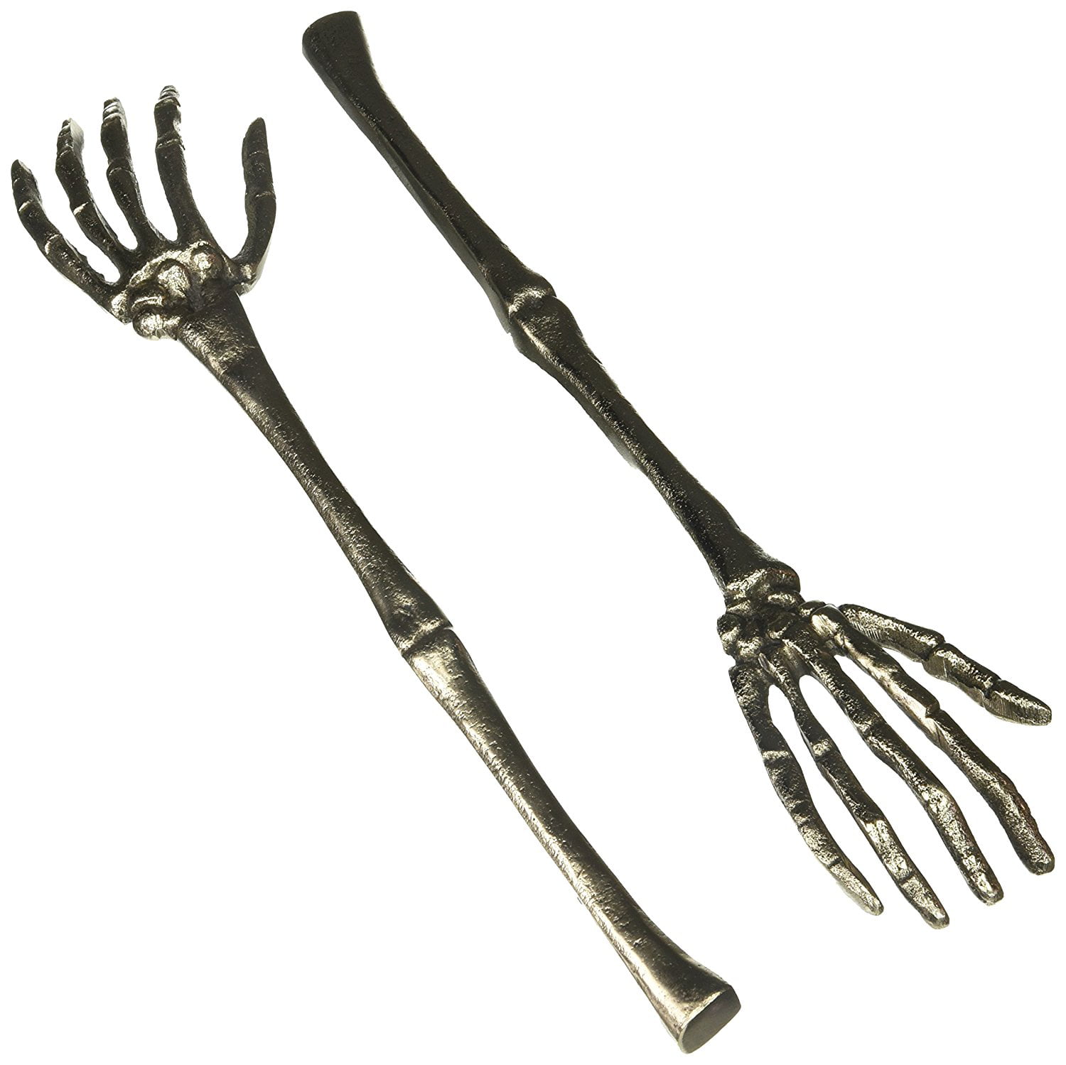 Skeleton Hands Salad Serving Fork Set Silver Aluminum Halloween Kitchen Tongs