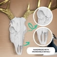 thumbnail image 3 of Wall Charmers Large White + Gold Antler Faux Deer Skull Decor - 21 inch Faux Taxidermy Animal Head Wall Decor - Handmade Farmhouse Decor, 3 of 5