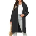 thumbnail image 2 of jtjvou Fall Winter Long Wool Blend Coat Lapel Loose Fit Stylish Casual Outerwear Comfortable Cardigan for Daily Wear and Office Use Black XXL, 2 of 4