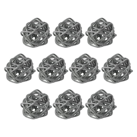 Uxcell 10 Pcs Wicker Rattan Balls 1.2 Inch Rattan Decorative Balls Vase Fillers for Wedding Party Grey