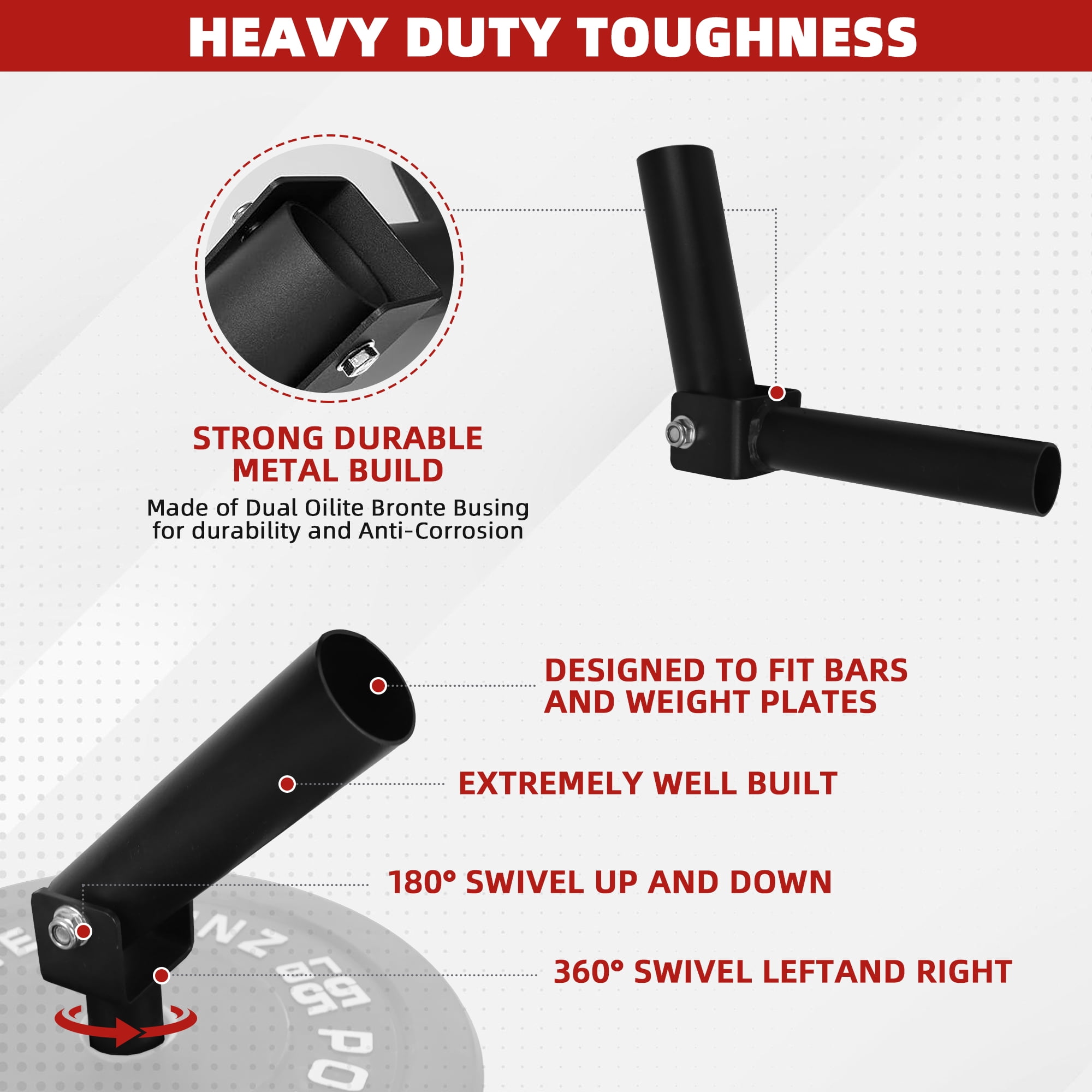 Signature Fitness T-Bar Row Platform for 2" or 2.5" Power Cages – Full 360° Swivel & Easy to Install – Fits 1” Standard and 2” Olympic Bars