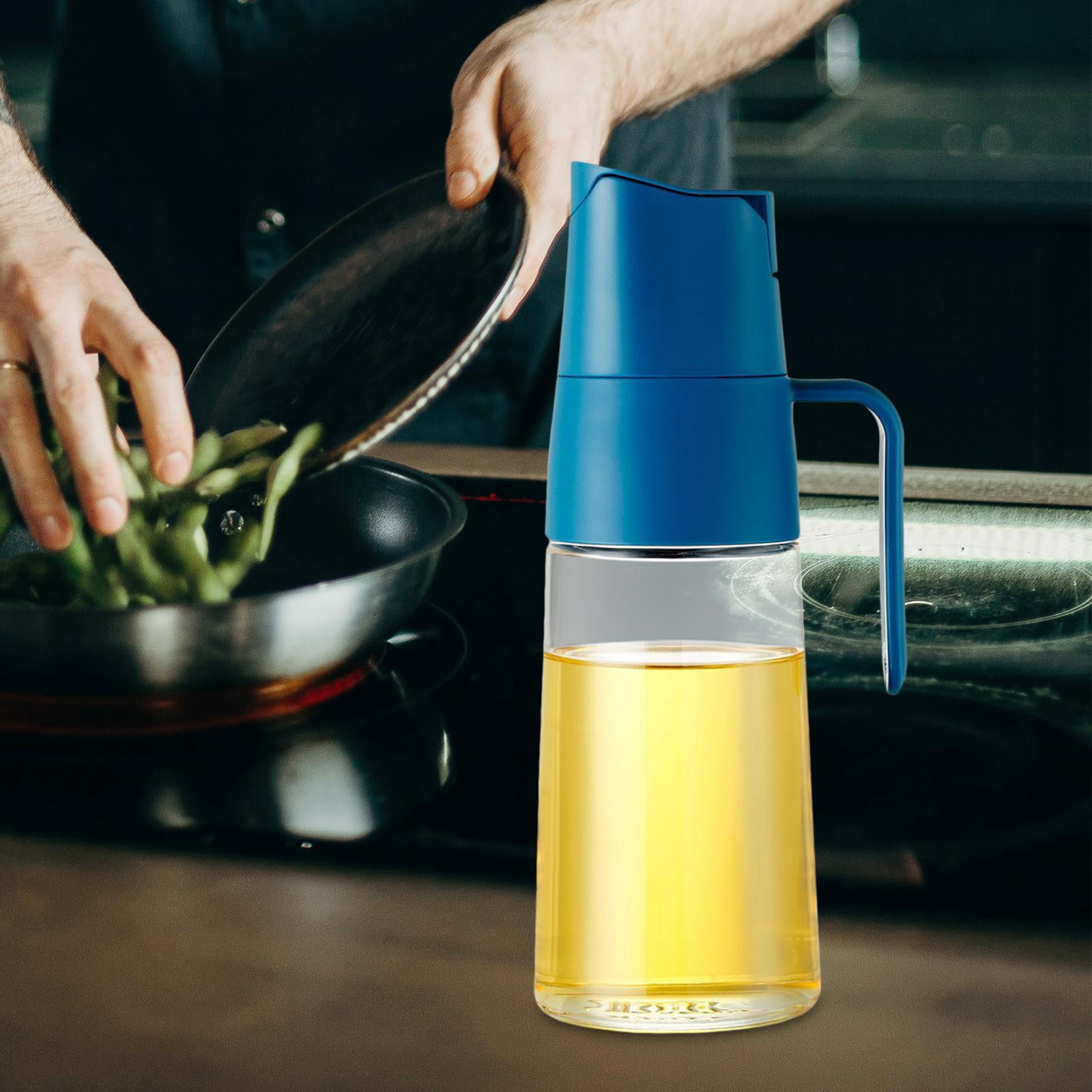 Olive Oil Dispenser Bottle Automatic Open and Close Lid for Soy Sauce Syrup Dark Blue