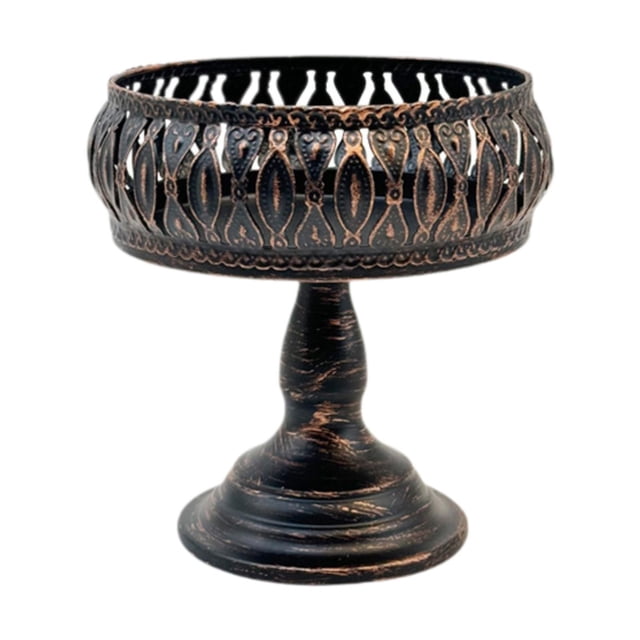 Soporte para frutero de hierro, soporte para fruta, escultura, estatua, bandeja de hierro para almacenar platos de fruta para cocina, uso doméstico, L Negro