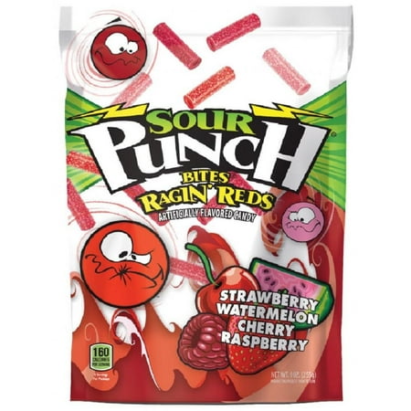 Red Sox Candy - Sour Punch Bites Chewy Ragin' Reds Candies, 9 Oz.