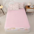 thumbnail image 4 of Manfei Funny Pet Zipper Twin Comforter Sets with Fitted Sheet and 2 Pillowcases, Kawaii Slepping Cat Zipper Bedding Set, Pink, Pink Reversible, 4pcs, 4 of 7