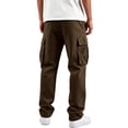 thumbnail image 6 of Men's Heavyweight Cargo Sweatpants Fleece Joggers with Pockets Elastic Waist Casual Athletic Lounge Pants Brown L, 6 of 8