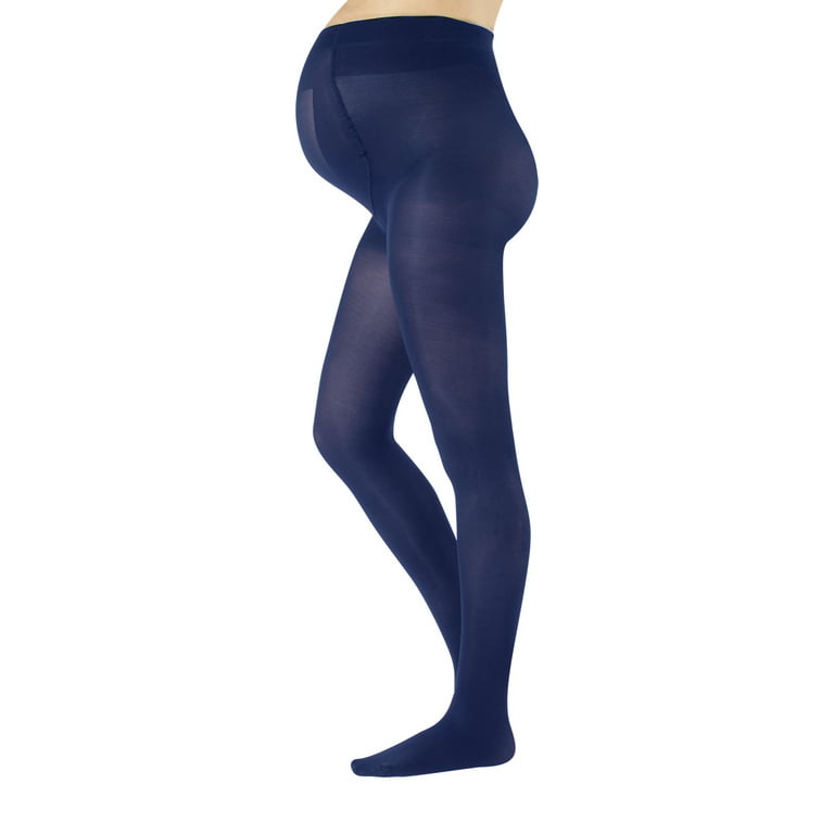 CALZITALY 2 Pairs Maternity Tights, Pregnancy Opaque Pantyhose, 40 DEN, S  M L XL, Black, Blue