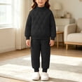 thumbnail image 6 of Taqqpue Toddler Girls Solid Color Sweatshirt Casual Pants Set 0-10T | Long Sleeve Crewneck Pullover Tops + Joggers,Girls Sweatsuits, Cute 2Pcs Infant Fall Winter Keep Warm Fleece Outfits for Kids, 6 of 10