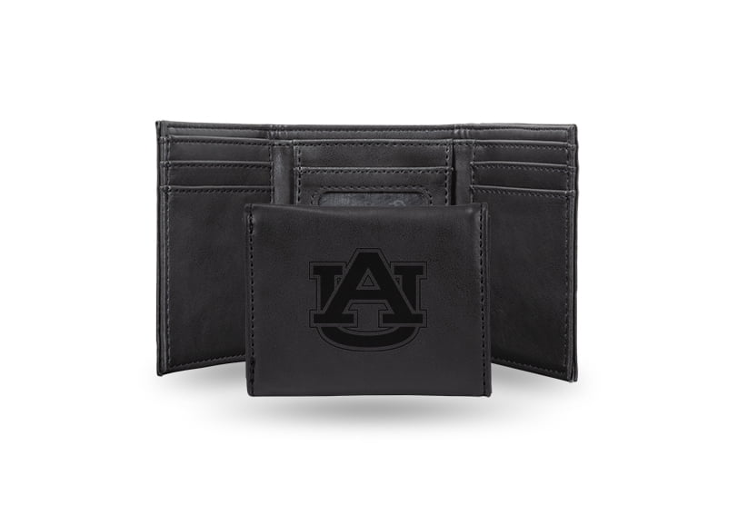 Portefeuille Trifold Noir Gravé au Laser Auburn Tigers