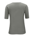 thumbnail image 6 of Gray Dress Shirts For Women, Polyester Spring Shirts For Women 2024, Trendy Tops For Women 2024, Women's Round Neck Short Sleeved Loose T Shirt With A Knit Bottom Short Top, 6 of 9