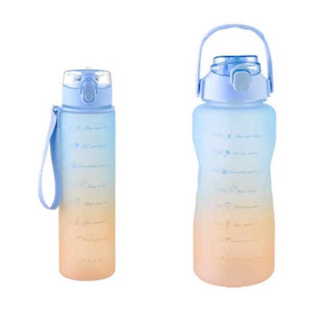 Buy 2 get 10% off 2 Pcs Gradient Plastic Cup Set Large Capacity Sports Water Bottle Outdoor Travel Gym Fitness Student Portable Cup