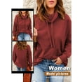 thumbnail image 6 of QAFOPEH Women High Neck Long Sleeve Drawstring Hoodie, 6 of 6