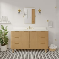 Utopia 60" Single Bathroom Vanity with Blonde Cabinet and Engineered White Top
