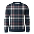 thumbnail image 6 of CCRFTGI Sweater for Men 2025 Fall Big and Tall Ribbed Plaid Pullover Lightweight Long Sleeve Crewneck Sweater Pullover Knit Pullover Top Black L, 6 of 6