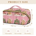 thumbnail image 4 of FORMRS Makeup Bag Travel Cosmetic Organizer for Women Fold Flat Zipper Pouch with Handle, Pink Christmas House, 4 of 8