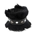 thumbnail image 1 of Black Faux Leather Fur and Rhinestone Wristband Bracelet, 1 of 5