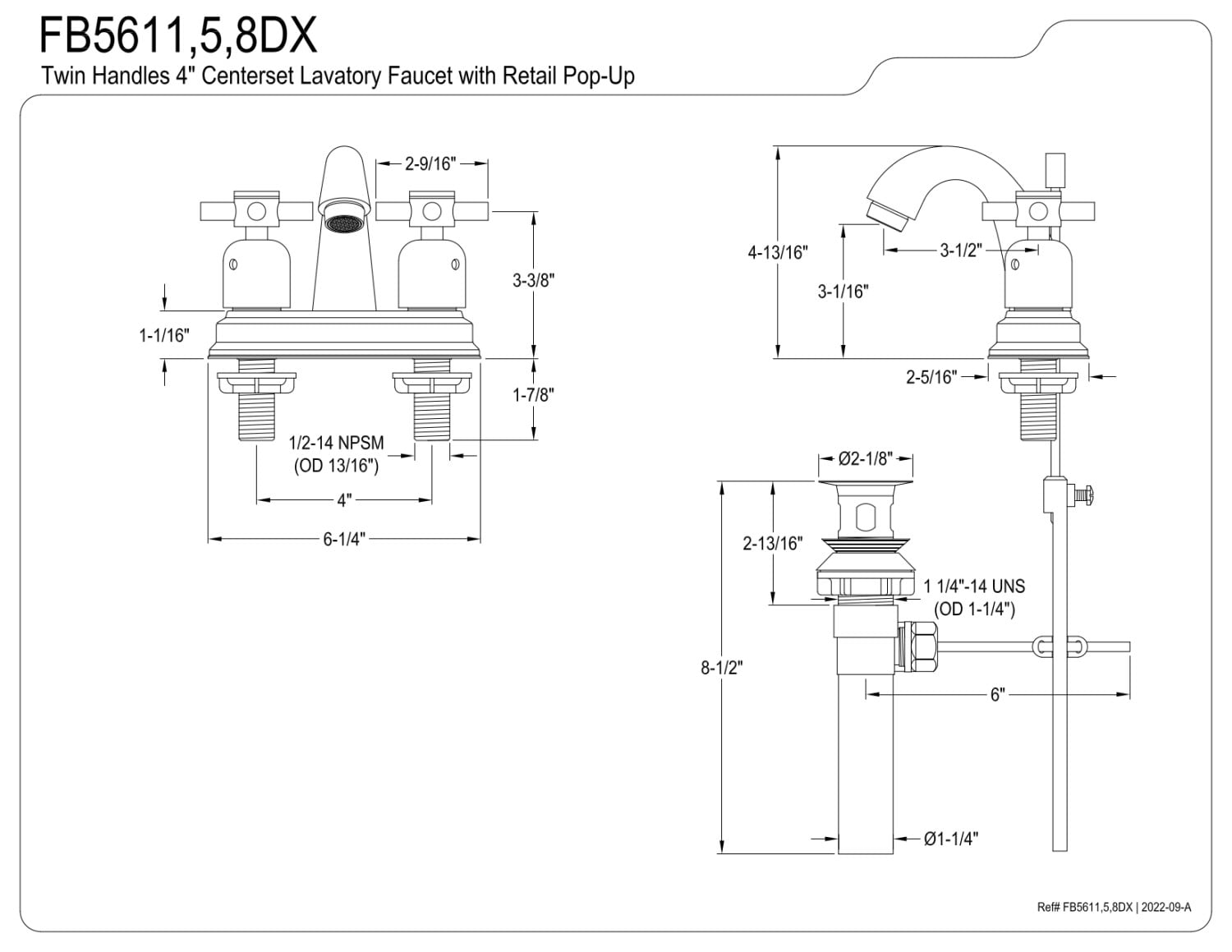 Kingston Brass FB5618DX 4 in. Centerset Bathroom Faucet, Brushed Nickel