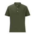 thumbnail image 3 of VgaVtl Short Sleeve Polo Men Turn Down Collar T Shirts for Men Solid Color Button Casual Relaxed Fit Shirts,Green XXL, 3 of 5