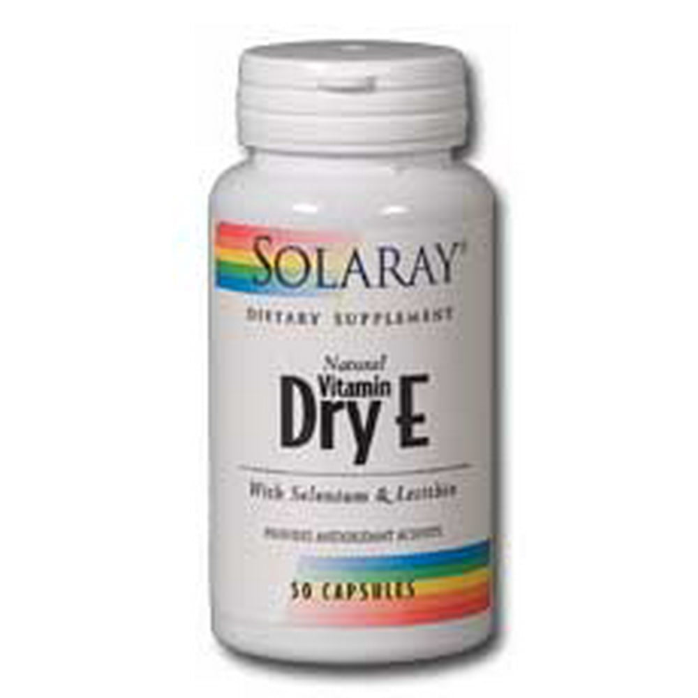solaray dry vitamin e plus selenium and lecithin 200 iu capsules, 50